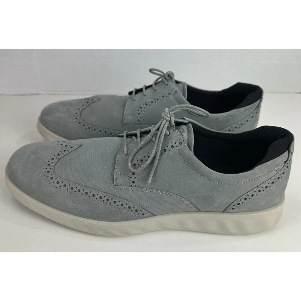 ECCO S Lite Hybrid Grey Oxford Wingtip Shoes Nubuck Brogue EU 45 Men's US 11 - Picture 6 of 16